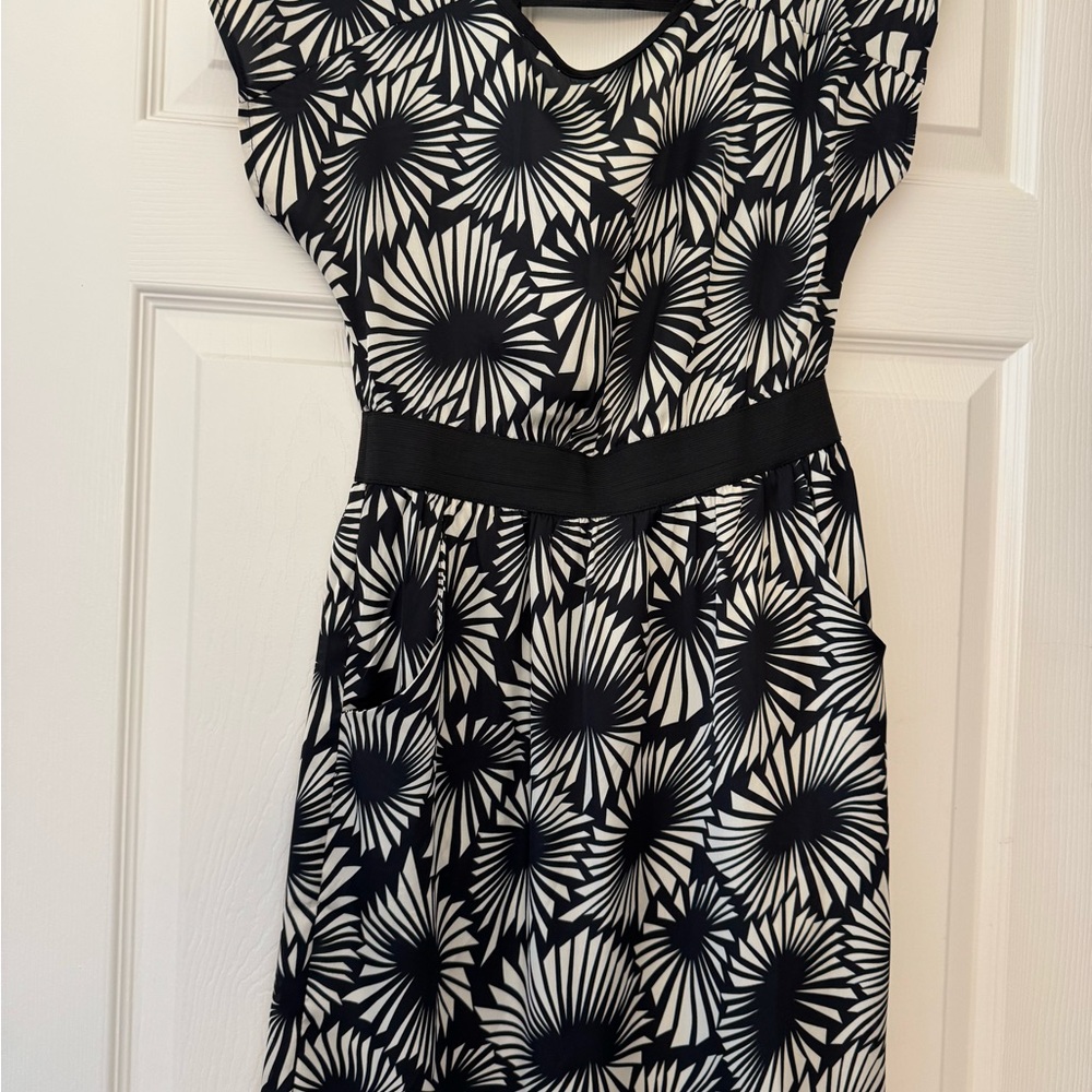 Annabella Black and White Patterned Midi Dress